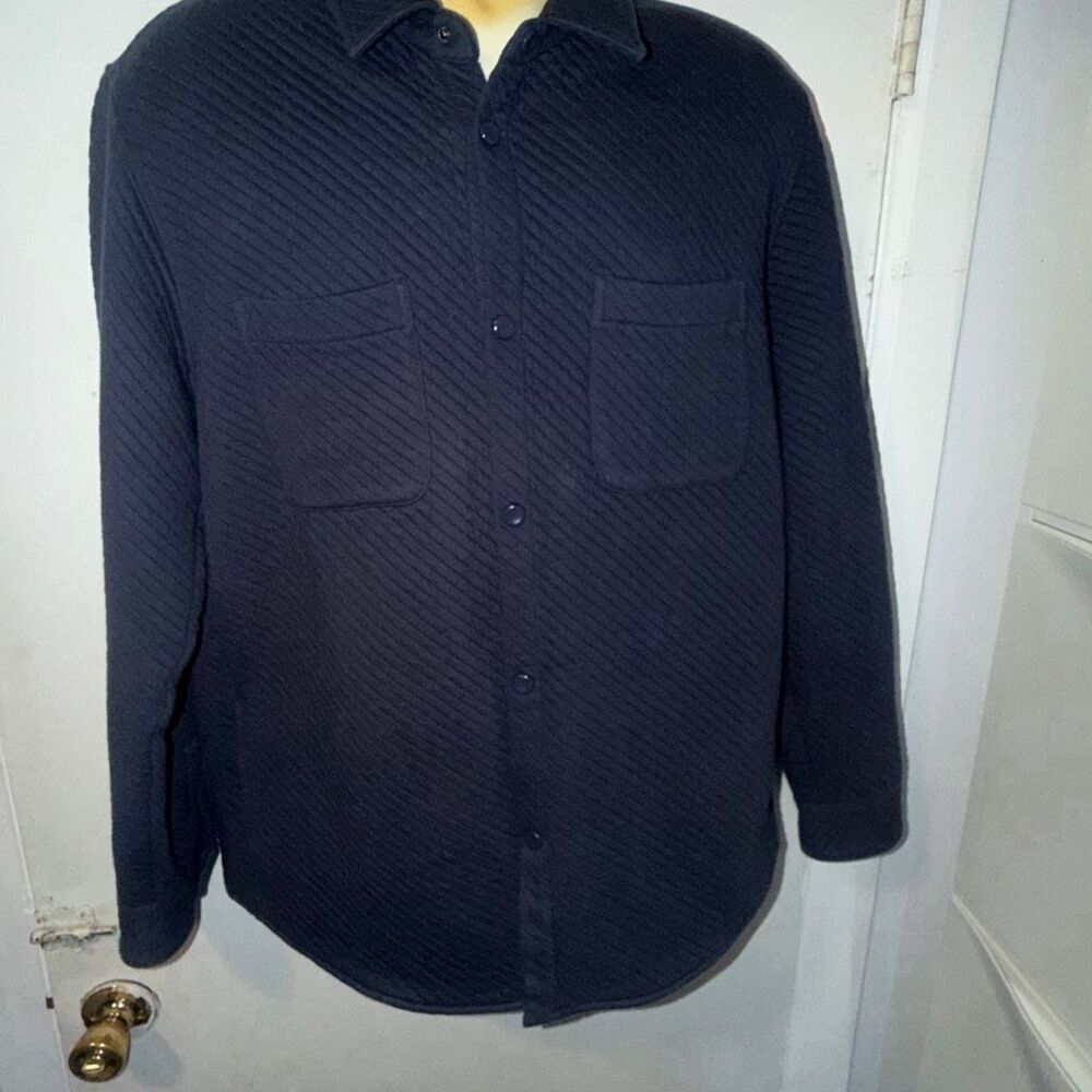 MUGSY JEANS Navy Blue Quilted Overshirt Shackleton-L